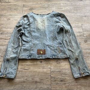 Vintage Baby Phat Denim Jean Jacket Y2K Glam Women Small Embroidered Light Blue